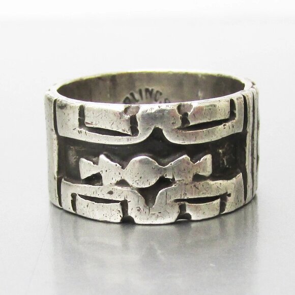 Taxco Jewelry - Sterling Silver Vintage Taxco Mexico Antonio PANEDA Wide Band Ring, Sz 5.7
